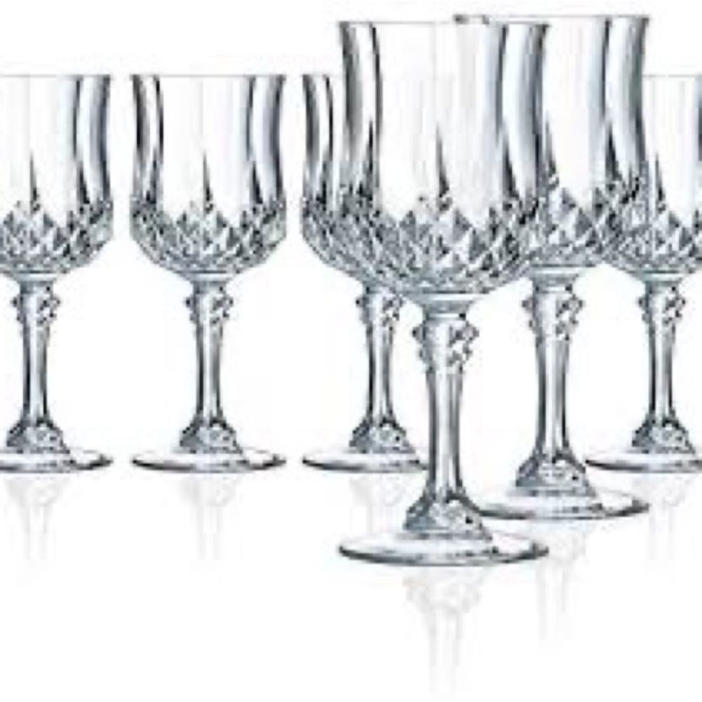 Set of 6 Vintage Cristal d'Arques Longchamp 5.5 oz. Wine Glasses